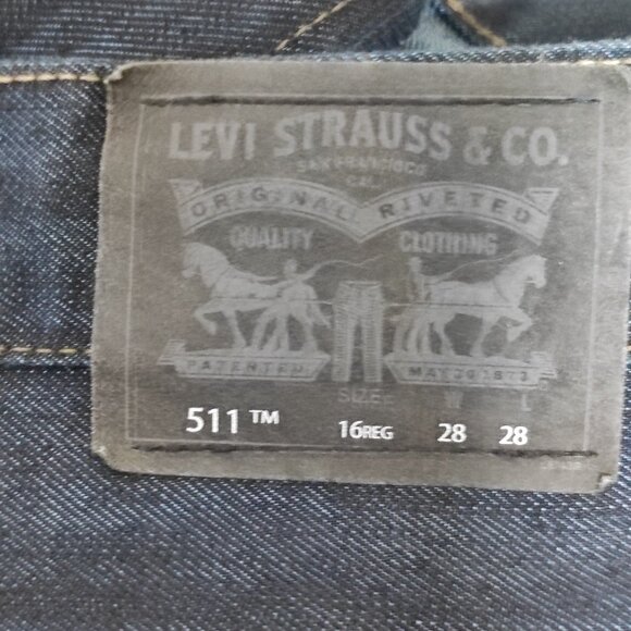 Levi's 511 jeans men's junior size 16 reg W28/L28 iron blue colour slim fit - Picture 5 of 12